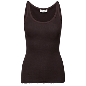 Rosemunde Rib Silke Top, Dark Espresso 